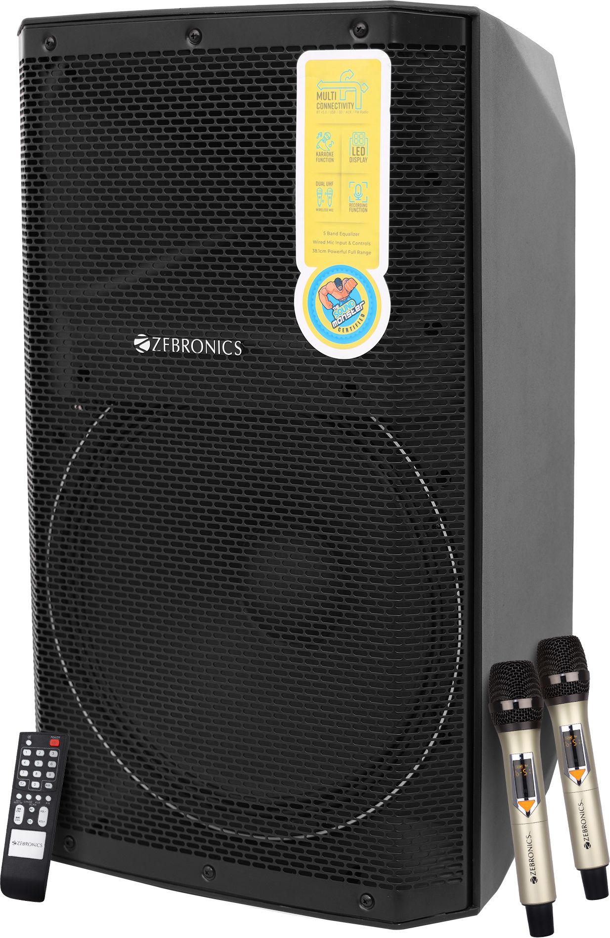 ZEBRONICS Zebronics - Epic Plus,BT v5.0 / USB / SD / FM / AUX / Mic Input,40W RMS 480 W Bluetooth Party Speaker  (Black, Mono Channel)