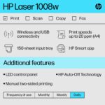 HP 1008W Single Function WiFi Monochrome Laser Printer  (Toner Cartridge, 1 Ink Bottle Included) - Image 4