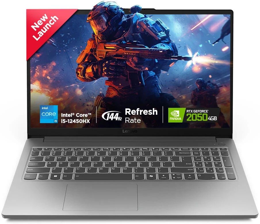 Lenovo LOQ Essential Intel Core i5 12th Gen 12450HX - (12 GB/512 GB SSD/Windows 11 Home/4 GB Graphics/NVIDIA GeForce RTX 2050) 83LK0031IN Gaming Laptop  (15.6 Inch, Luna Grey, 1.77 Kg)